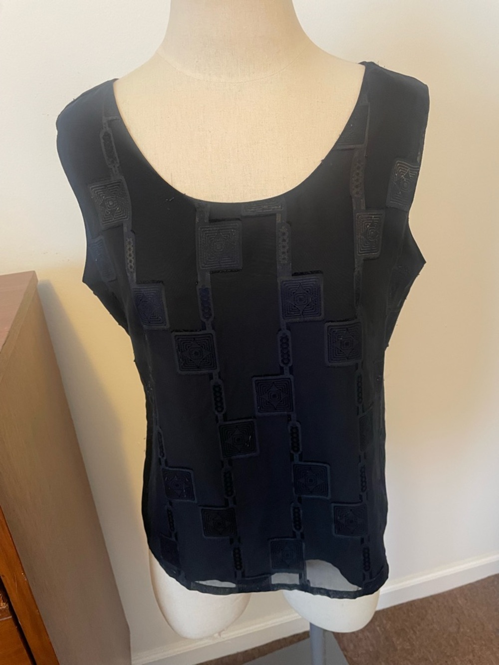 Vintage Black Sleeveless Blouse